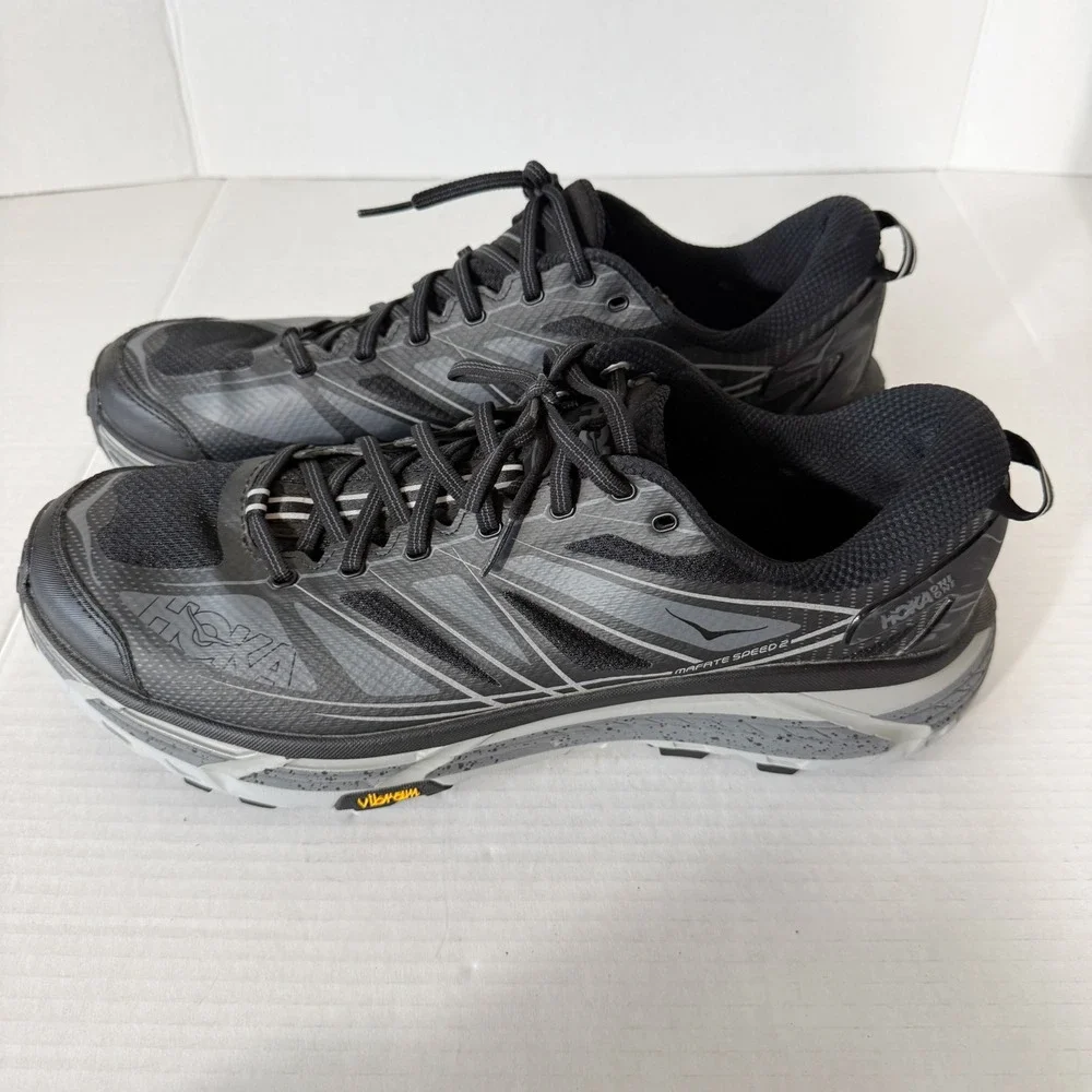 HOKA One One Mens Mafate Speed 2 Vibram Sole Black Castle Rock Sneaker Size 15‎